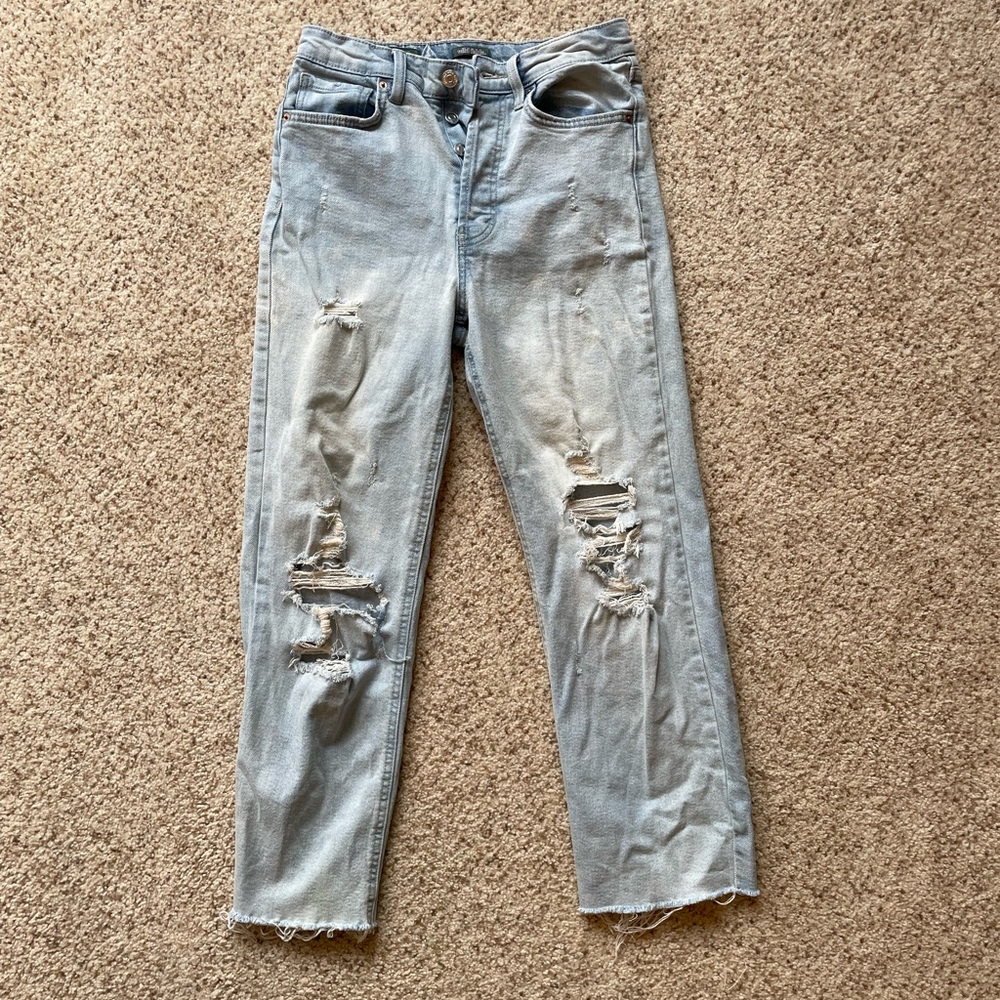 Cropped Distressed Boyfriend Jeans Size 4